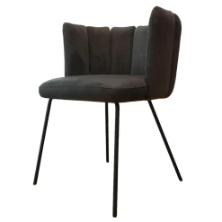 Stuhl Gaia Sitz Leder Siena Schwarz Anthrazit Rücken Stoff Lisboa 01 Grau Metallgestell Schwarz