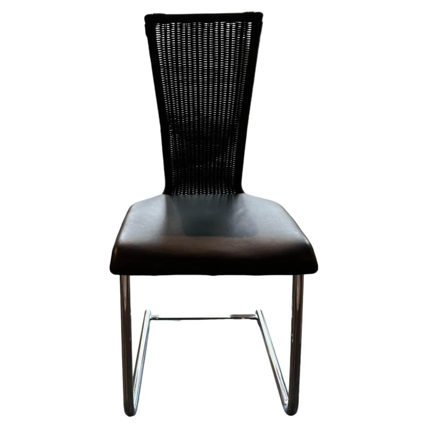 Stuhl Giacomo Bezug Leder Schwarz Gestell Verchromt