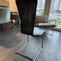 Stuhl Giacomo Bezug Leder Schwarz Gestell Verchromt