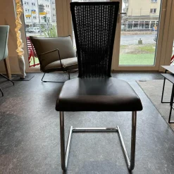 Stuhl Giacomo Bezug Leder Schwarz Gestell Verchromt