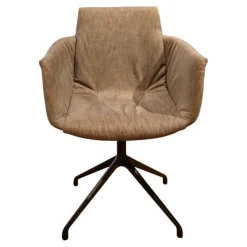 Stuhl Grand Lui Bezug Stoff Maple MA862 Grau Meliert Drehgestell Schwarz Matt