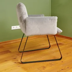 Stuhl Heaven Dining Mit Armlehnen Stoff City Velvet Reloaded Grau Kufe Metall Schwarz