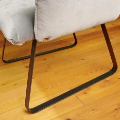 Stuhl Heaven Dining Mit Armlehnen Stoff City Velvet Reloaded Grau Kufe Metall Schwarz