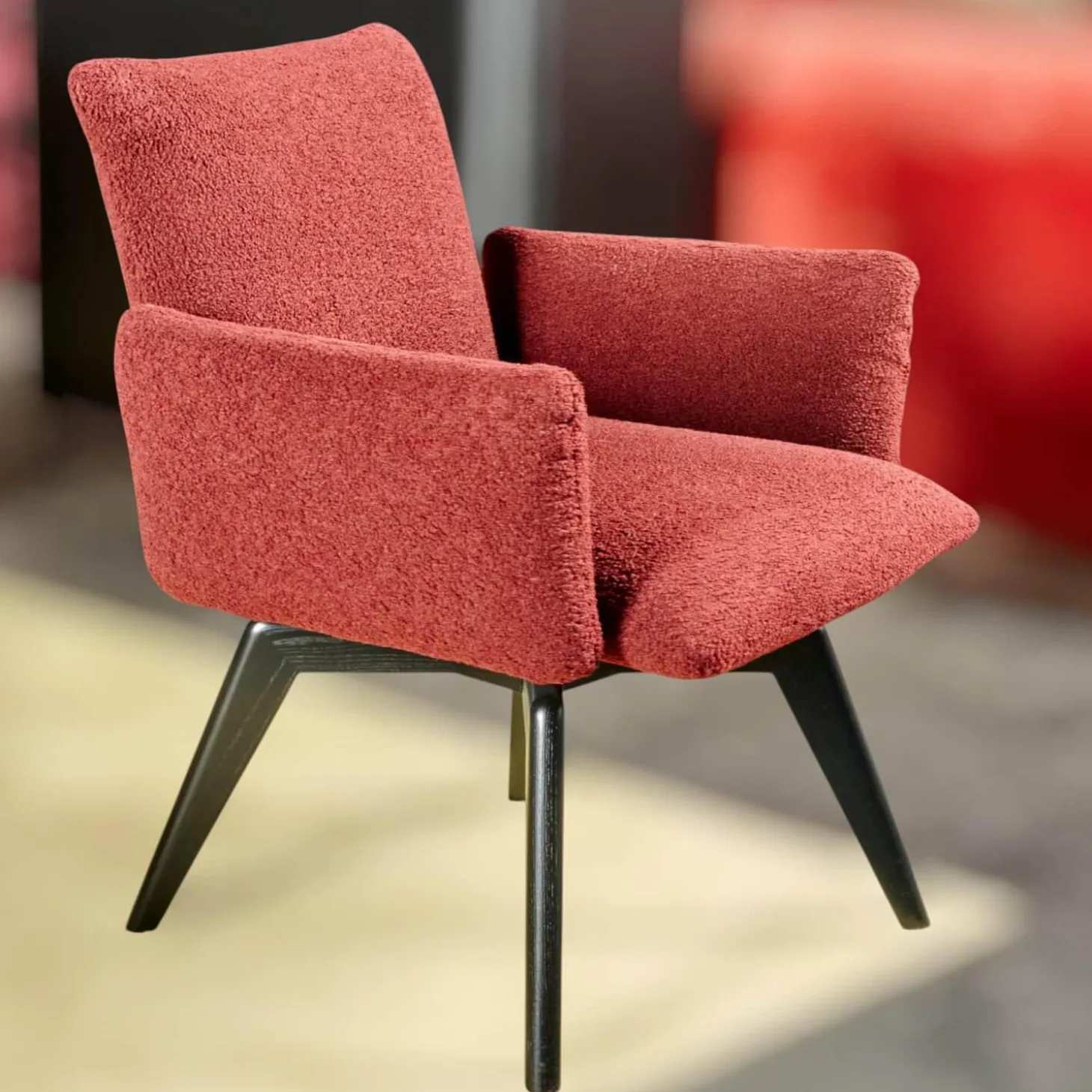 Stuhl Heaven Dining XL Stoff Lucie BW1788-111 Rot Holzuntergestell