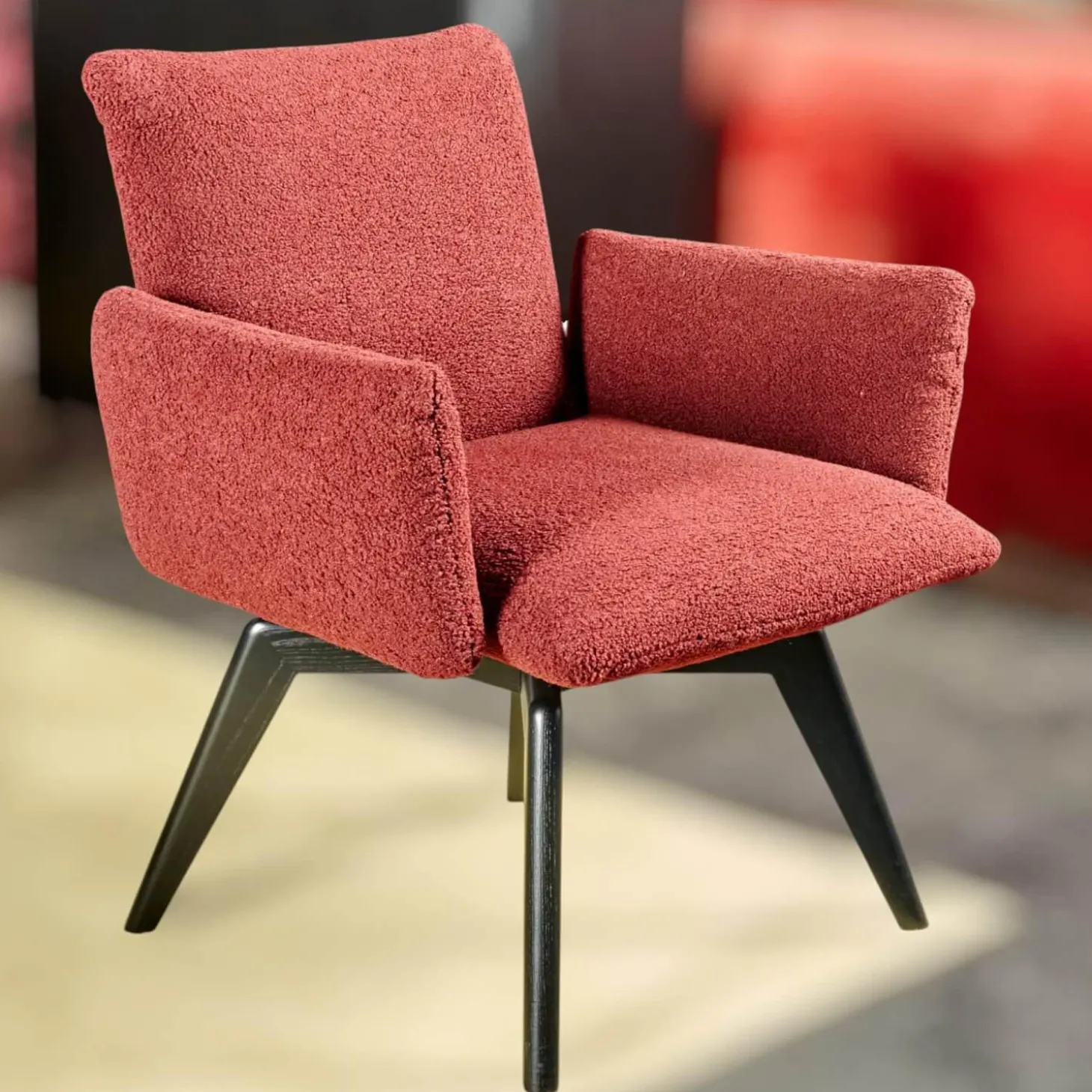 Stuhl Heaven Dining XL Stoff Lucie BW1788-111 Rot Holzuntergestell