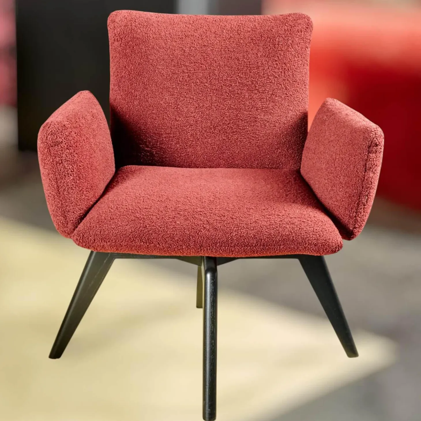 Stuhl Heaven Dining XL Stoff Lucie BW1788-111 Rot Holzuntergestell