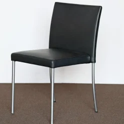 Stuhl Jason Lite 1700 Bezug Leder Select 1300 Schwarz Stahlgestell Velourmatt