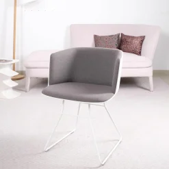 Stuhl kleiner Sessel Cut Stoff C Hallingdal 65 Grau Gestell Weiß