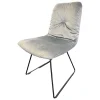 Stuhl Leya Stoff Sahco Avalon 0043 Silber Metall Kufengestell Tiefschwarz