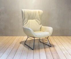 Stuhl Leya Wingchair Stoff Lopi Biscuit Drahtgestell Schiefergrau Pulverbeschichtet