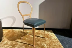 Stuhl Limetta Leder Polish Grove Graublau Gestell Metall Mit Leder Natur Creme Bezogen