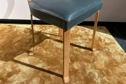 Stuhl Limetta Leder Polish Grove Graublau Gestell Metall Mit Leder Natur Creme Bezogen