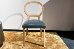 Stuhl Limetta Leder Polish Grove Graublau Gestell Metall Mit Leder Natur Creme Bezogen