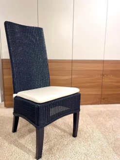 Stuhl Lloyd Loom Jock Metalldrahtgestell Mit Kraftpapierumwickelung Blau Mit Kissen Naturweiß Weiß