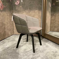 Stuhl Marla Armchair High Schwarz Eiche Stoffbezug Opera Fango