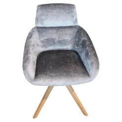 Stuhl Marleen Stoff Frankfurt Grau Gestell Wildeiche Geölt