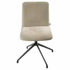 Stuhl Materia Soft Leder Nabuk 101 Conchiglia Gestell Aluminium Anthrazitgrau Lackiert