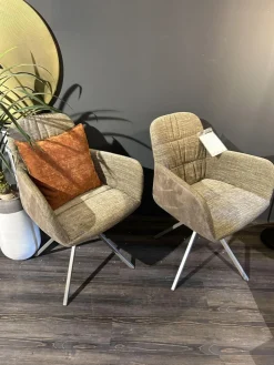 Stuhl Miro Stoff PG B Bicolor Polsterung Beige Meliert Gestell Drehbar Stativ RAL 7048 Titan Silber Einzelstuhl Ohne Kissen