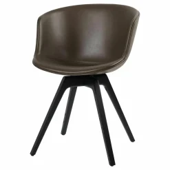 Stuhl Mono V3 Anilinleder Buttero Marrone Braun Gestell Eiche Schwarz Gebeizt