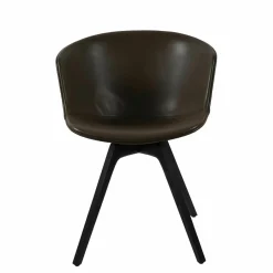 Stuhl Mono V3 Anilinleder Buttero Marrone Braun Gestell Eiche Schwarz Gebeizt