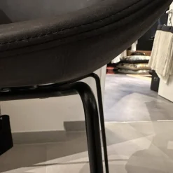 Stuhl Moon Leder Savana 974 Schwarz Grau Gestell 92 Stahl Nero 64 Schwarz