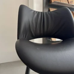 Stuhl Nice Pelle Leder 29 Ardesia Schwarz Gestell Stahl Schwarz Brüniert