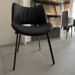 Stuhl Nice Pelle Leder 29 Ardesia Schwarz Gestell Stahl Schwarz Brüniert