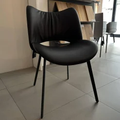 Stuhl Nice Pelle Leder 29 Ardesia Schwarz Gestell Stahl Schwarz Brüniert