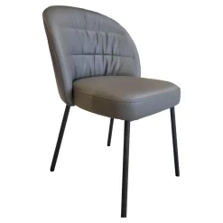 Stuhl Noa 690 Rolf Benz Leder 36 Mittel Quarzgrau Füße Umbragrau Lackiert