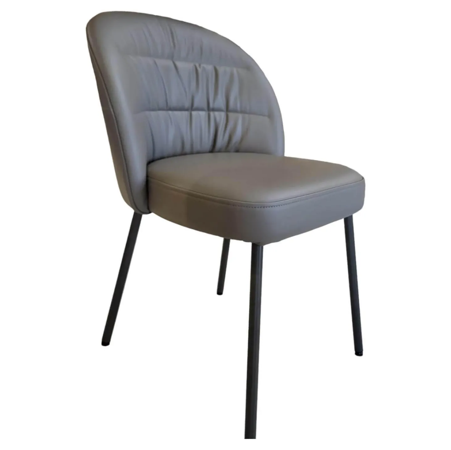 Stuhl Noa 690 Rolf Benz Leder 36 Mittel Quarzgrau Füße Umbragrau Lackiert