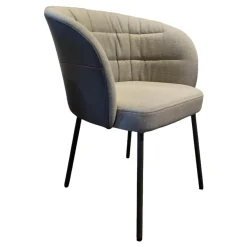 Stuhl Noa 690 Rolf Benz Stoff Hell Steingrau Rückschale mit Armteil Leder Mittel Quarzgrau Gestell Umbragrau