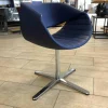 Stuhl Perillo Leder Dunkelblau Kreuzfuß Verchromt