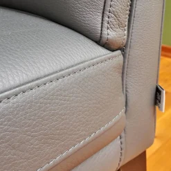 Stuhl Polo Dining Leder Normandie Graphit Grau Gestell Eiche Schwarz Gebeizt