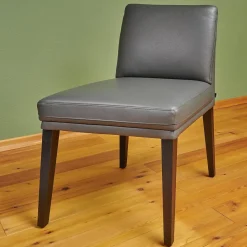 Stuhl Polo Dining Leder Normandie Graphit Grau Gestell Eiche Schwarz Gebeizt