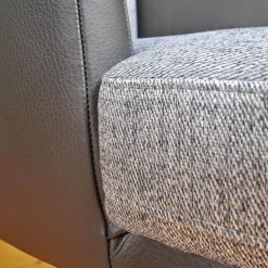 Stuhl Polo Dining Mit Armlehne Sitz Stoff Noah Grau Rücken Leder Normandie Schwarz Füße Eiche Schwarz Gebeizt