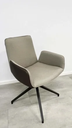 Stuhl S 700 Leder 5123 Braun-schwarz Stoff 4204 Braunbeige