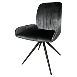 Stuhl S1000 Stoff Velour Glänzend Blaugrau Gestell Anthrazit