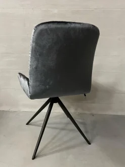 Stuhl S1000 Stoff Velour Glänzend Blaugrau Gestell Anthrazit