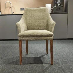 Stuhl Saloni Stoff Franca D-121 Beige Grau mit Armlehne