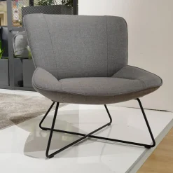 Stuhl SE383 Bezug Stoff 05.217 Blaugrau Metallfuß Lackiert Verkehrsschwarz