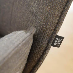 Stuhl SE383 Bezug Stoff 05.217 Blaugrau Metallfuß Lackiert Verkehrsschwarz