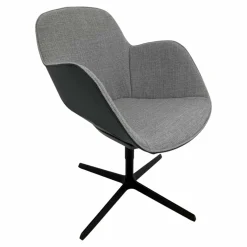 Stuhl Sheru Innen Stoff Tonga Shadow Grau Außen Leder Rodeo Soft Midnight Blue Blau Gestell Metall Schwarz