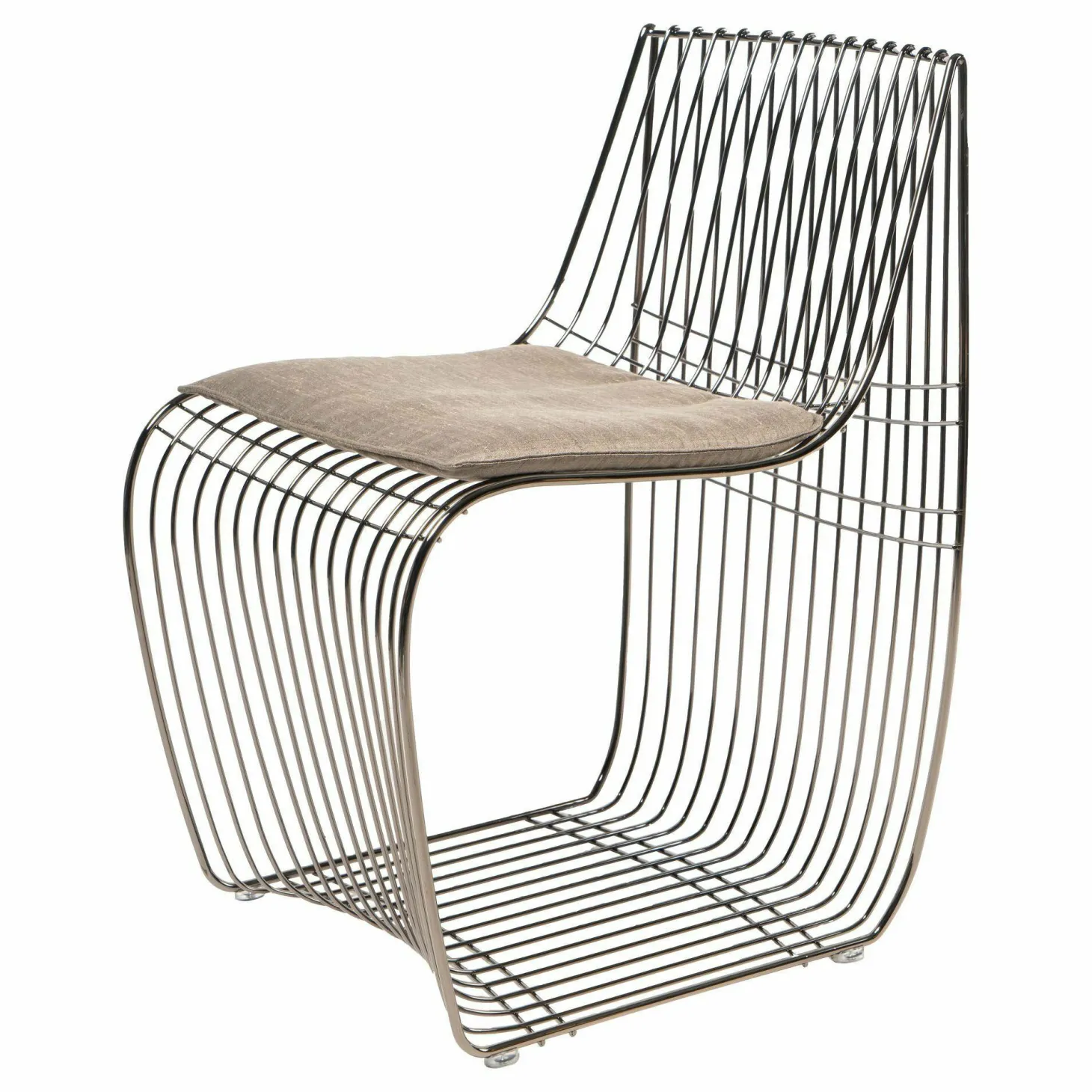 Stuhl Sign Filo F051704-0001 Metalldrähte Chrom Schwarz S054 inkl. Sitzkissen Sign Filo Pad Stoff Delhi G Col. 140 Grauschwarz