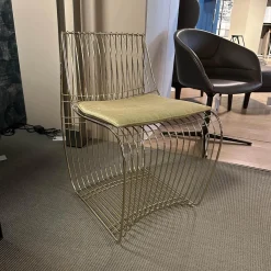 Stuhl Sign Filo Gestell Chrom Gold S055 Mit Stoff Pad Delhi 111 Gold