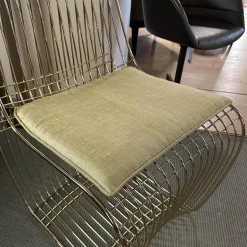 Stuhl Sign Filo Gestell Chrom Gold S055 Mit Stoff Pad Delhi 111 Gold