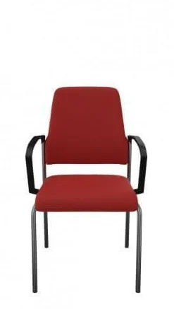 Stuhl Vierfuß 450G Goal Bezug Stoff Field Karminrot 662 Stahlrohrgestell Schwarz Mit Armlehnen