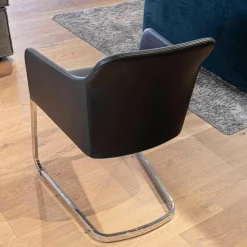 Stuhl Youma Leder Schwarz Belo 1601 Nero Gestell Alu Glänzend SA 61