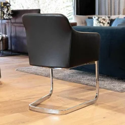 Stuhl Youma Leder Schwarz Belo 1601 Nero Gestell Alu Glänzend SA 61