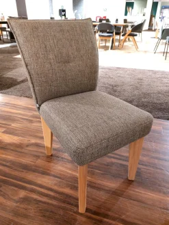 Stuhlgruppe Bank 2 Stühle 2 Sessel Stoff 062609 Grau Braun Füße Bianche Weiß Geölt