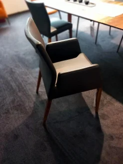 Stuhlsessel Katy 2 Leder Toledo Braun mit Armlehnen